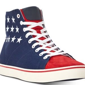 Polo Ralph Lauren Men's Solomon IV High Top USA Flag Sneakers Size 9D nwob